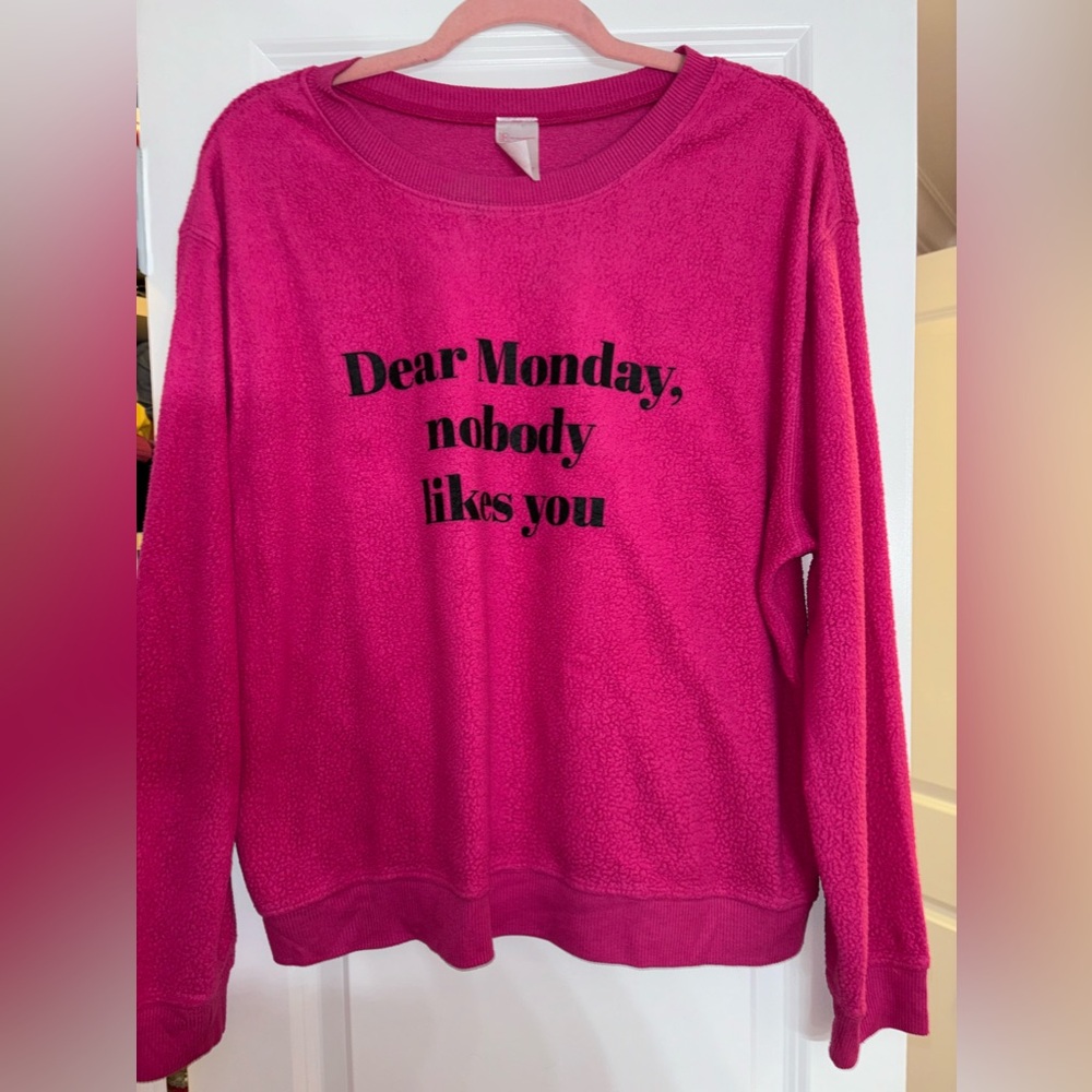Pink soft long sleeve with writing